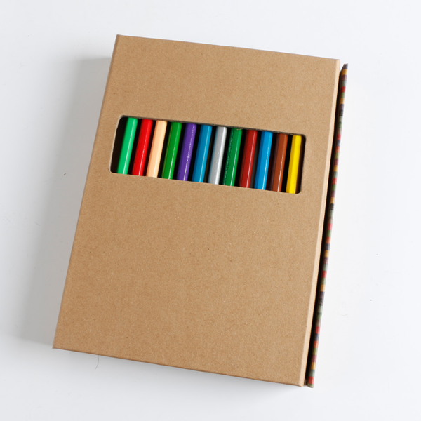 6034 COLOURING BOOK - Tri-Fold Kraft Coloring Kit with 24 Pencils - Image 1