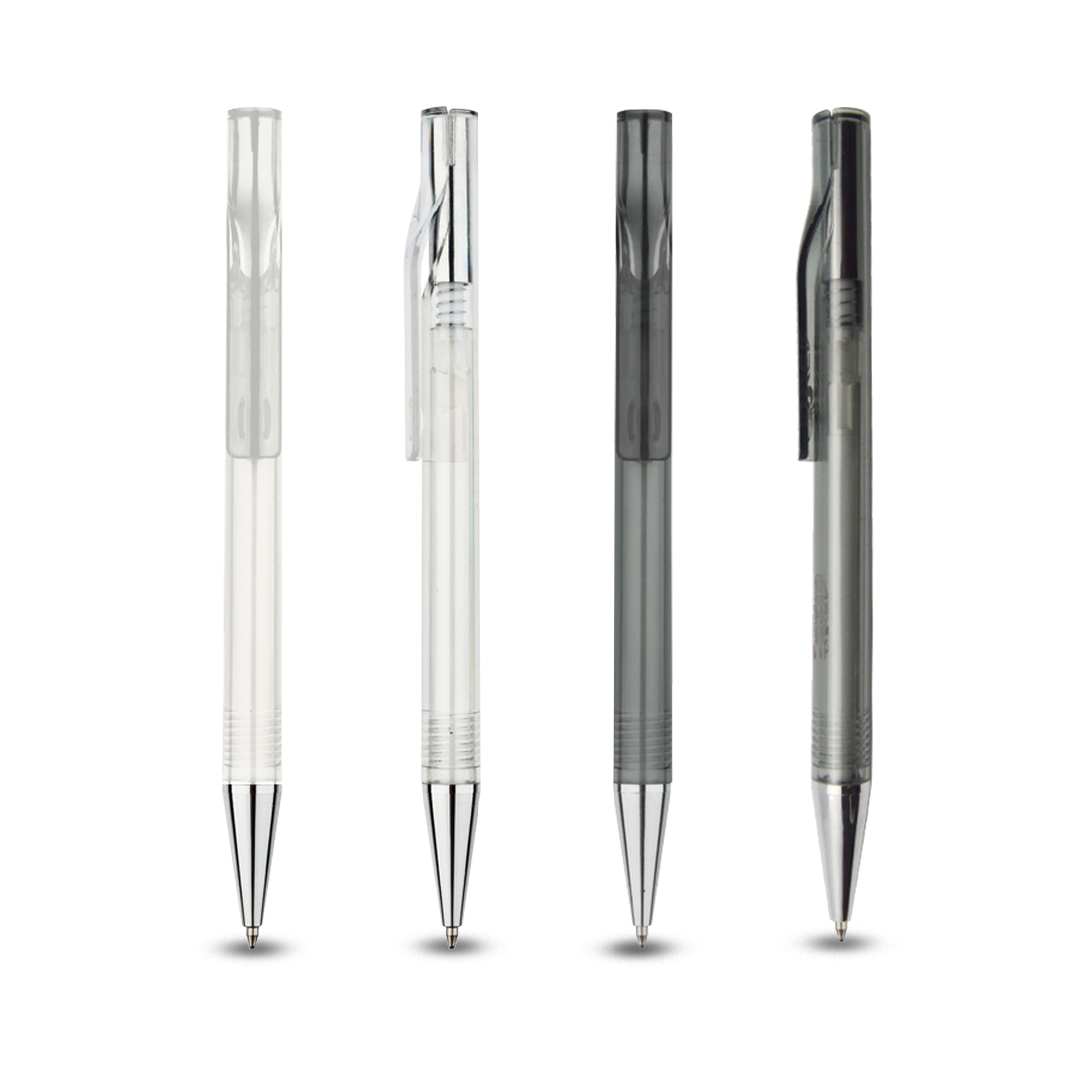 e1209 PLASTIC PEN - Sleek Push-Type Ballpen with Chromed Button and Blue Ink - Image 1