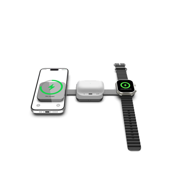 TRICHARGE – Compact 3-in-1 Wireless Charger with 18W USB-C PD Fast Charging & 15W Wireless Power - Image 1