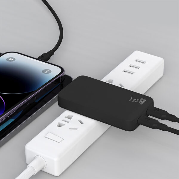 SLIM TRAVI SET – Ultra-Compact Dual USB-C Fast Charger with 45W Power & PPS Support in Travel Pouch - Image 3